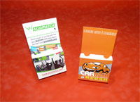 Pr�sentoir pour flyers A6 10x15 cm avec impression en totalit�